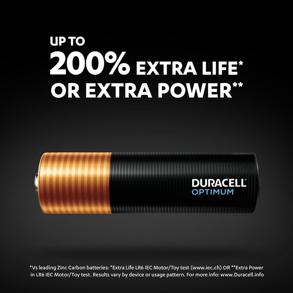 Duracell 8pc Duracell Optimum Alkaline AA Size Battery Pack Single Use Batteries (4 Pack) — image 2