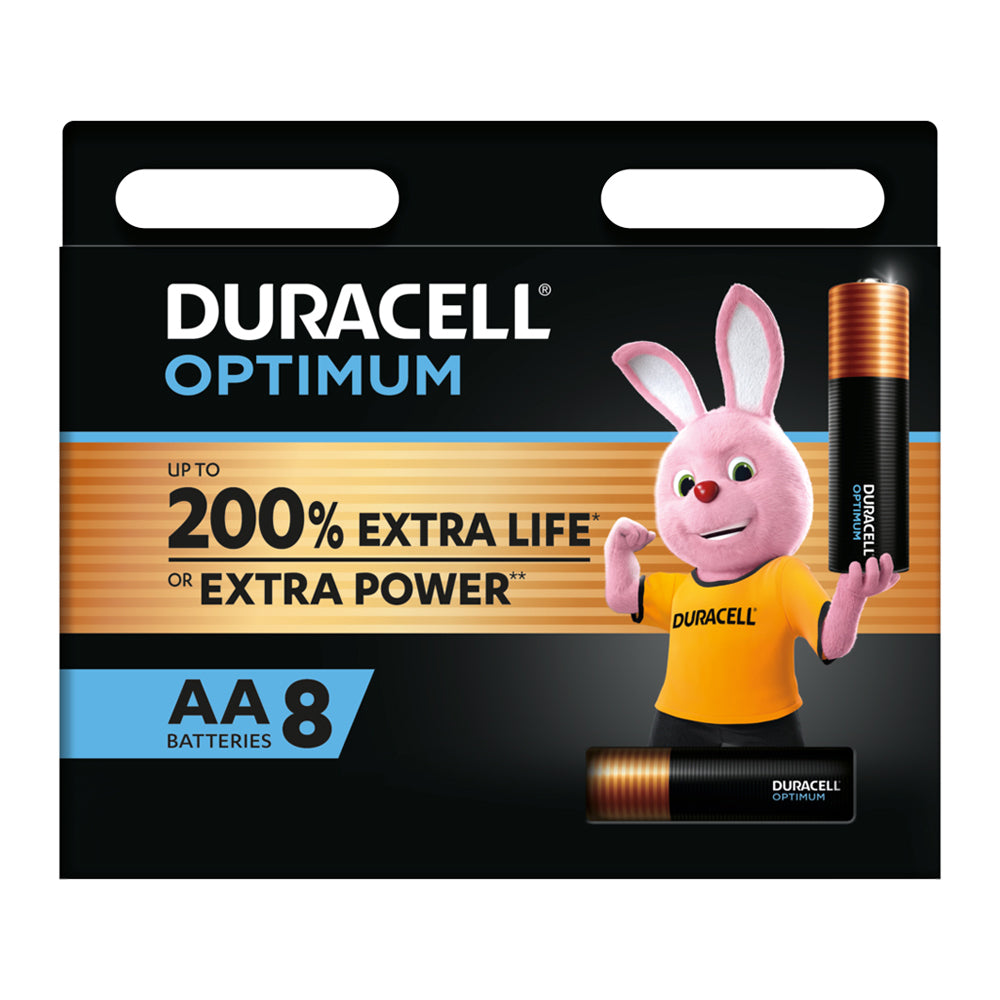 Duracell 8pc Duracell Optimum Alkaline AA Size Battery Pack Single Use Batteries (4 Pack)