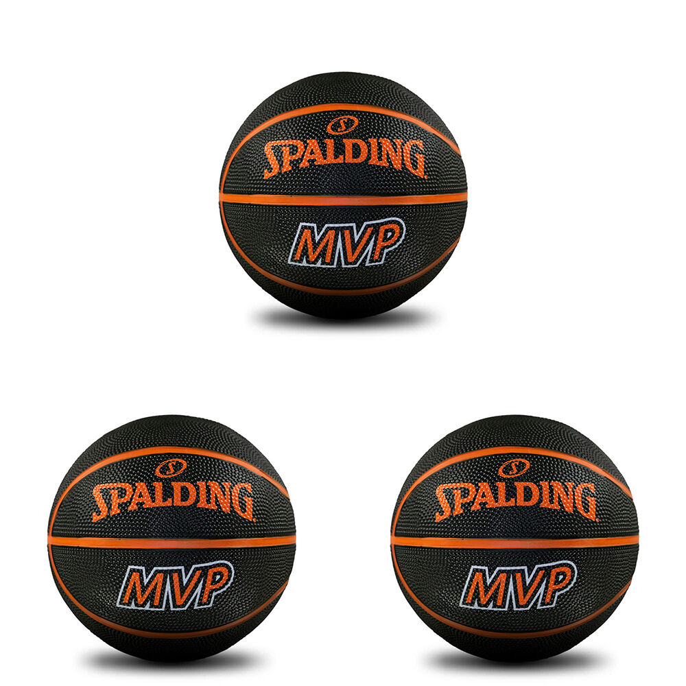 Spalding MVP Mini Indoor/Outdoor All Surface Rubber Basketball Size 1 Black (3 Pack)