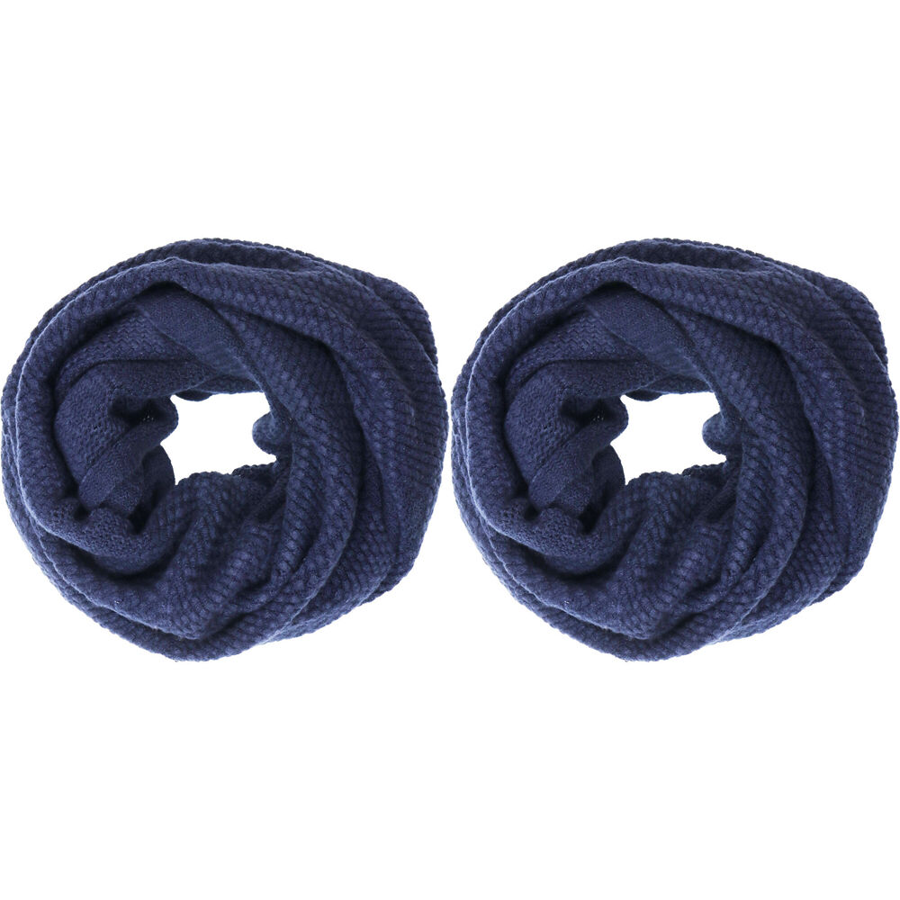 Wicked Sista Acrylic Pattern Knit Snood Winter Neck Warmer One Size Navy (2 Pack)