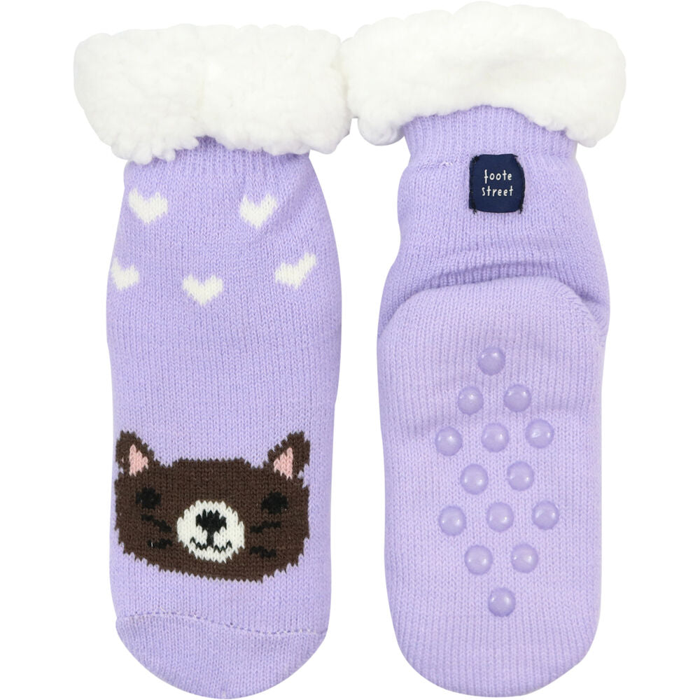 Foote Street Slipper Socks For Kids - Cozy Knit - Puppy - 3Y+