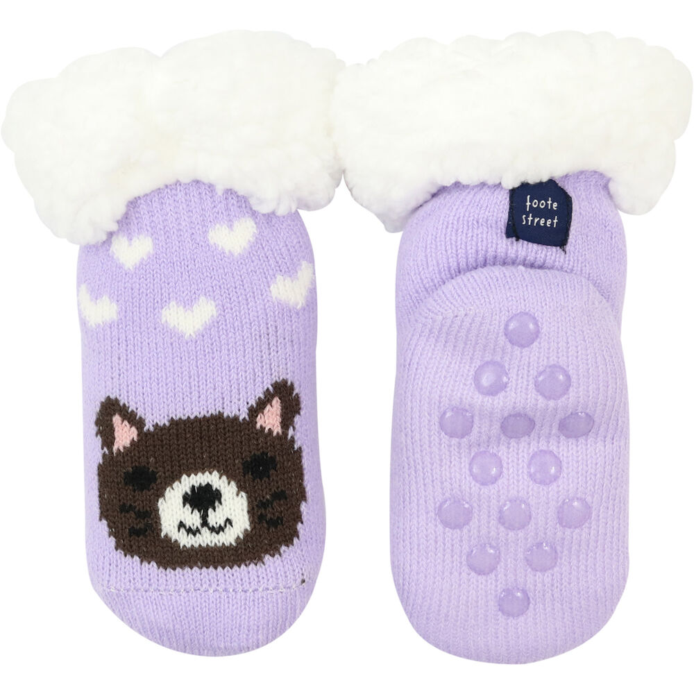 Foote Street Slipper Socks For Kids - Cozy Knit - Kitten - 12M-24M
