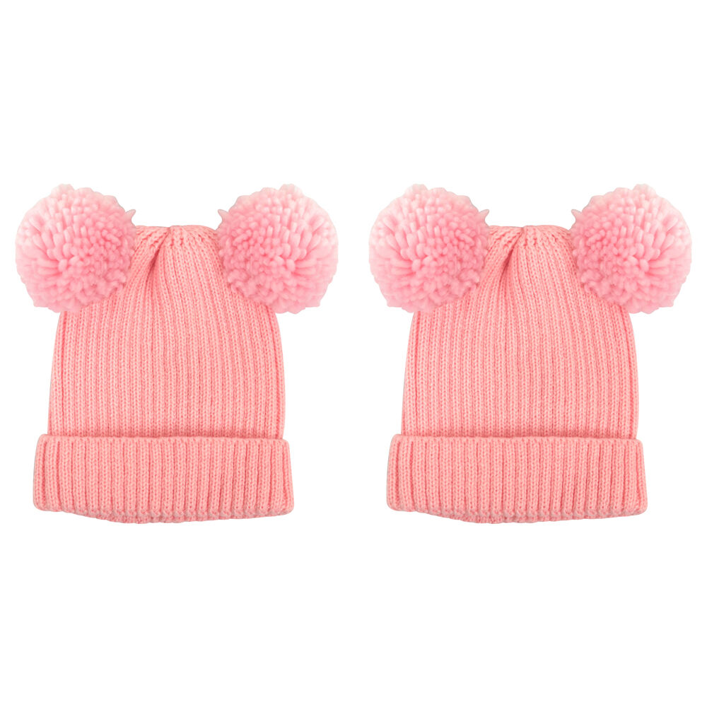 Foote Street Poppy Beanie For Toddlers - Winter Cap - Soft Pink - 8M-2Y (2 Pack)