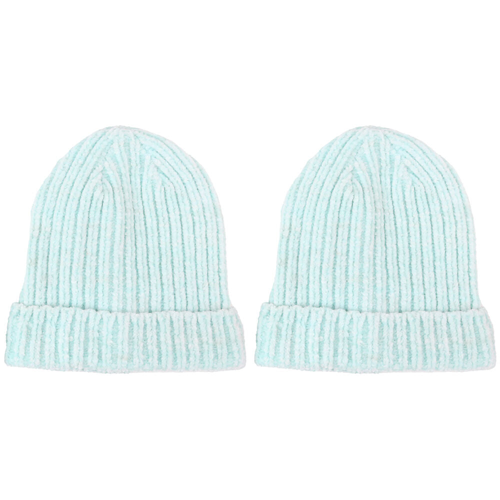 Foote Street Unisex Chenille Beanie For Kids Medium/Large Soft Green 7Y-10Y (2 Pack)