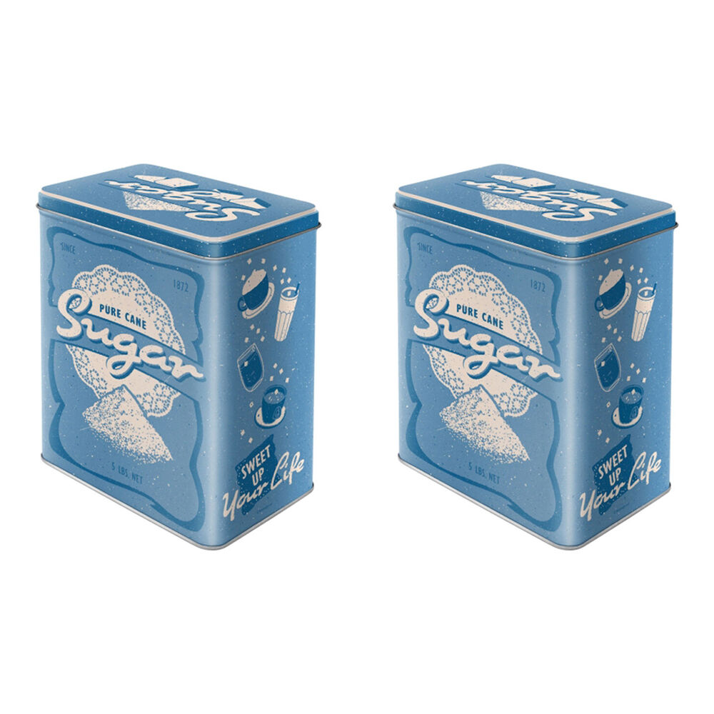 Nostalgic-Art Tin Metal Storage Box Food Container 14x20cm Large Sugar (2 Pack)