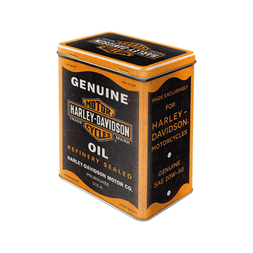 Nostalgic-Art 10x14x20cm Harley-Davidson Genuine Oil Tin Storage Box/Decoration