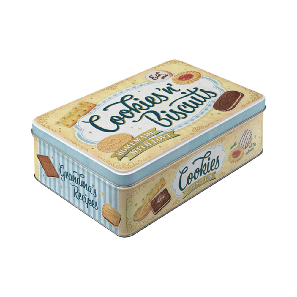 Nostalgic-Art Flat Metal Storage Tin Food Container 23x16cm Cookies & Biscuits