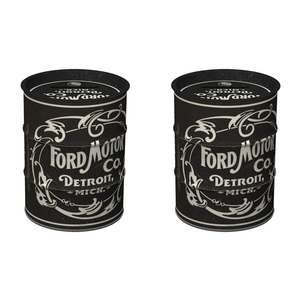 Nostalgic-Art Money Box Coin Bank Oil Barrel 9.3x11.5cm Ford Vintage Logo (2 Pack)