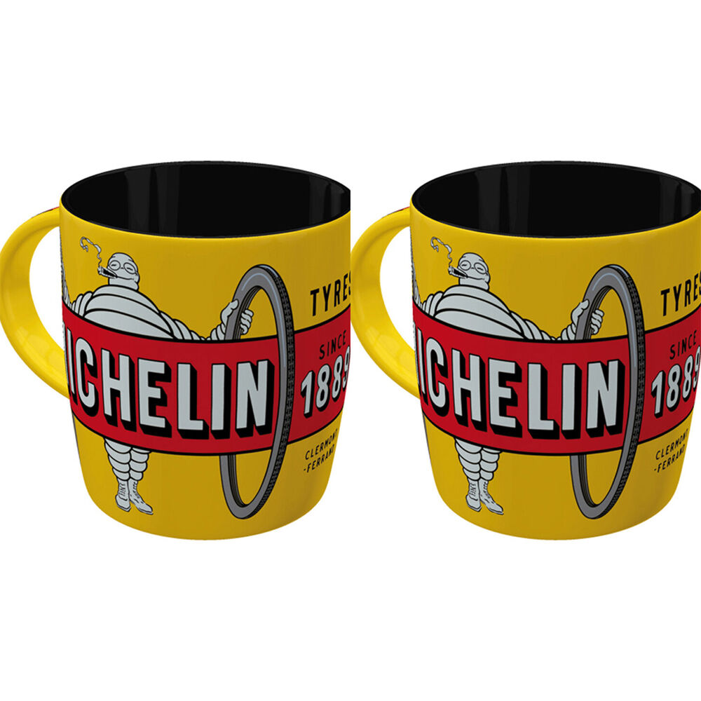 Nostalgic-Art Ceramic Coffee/Tea Mug Michelin Tyres Bibendum 9x9cm Yellow (2 Pack)