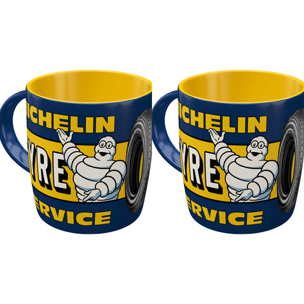 Nostalgic-Art Ceramic Coffee/Tea/Water Mug Michelin Tyre Service 9x9cm Blue (2 Pack)