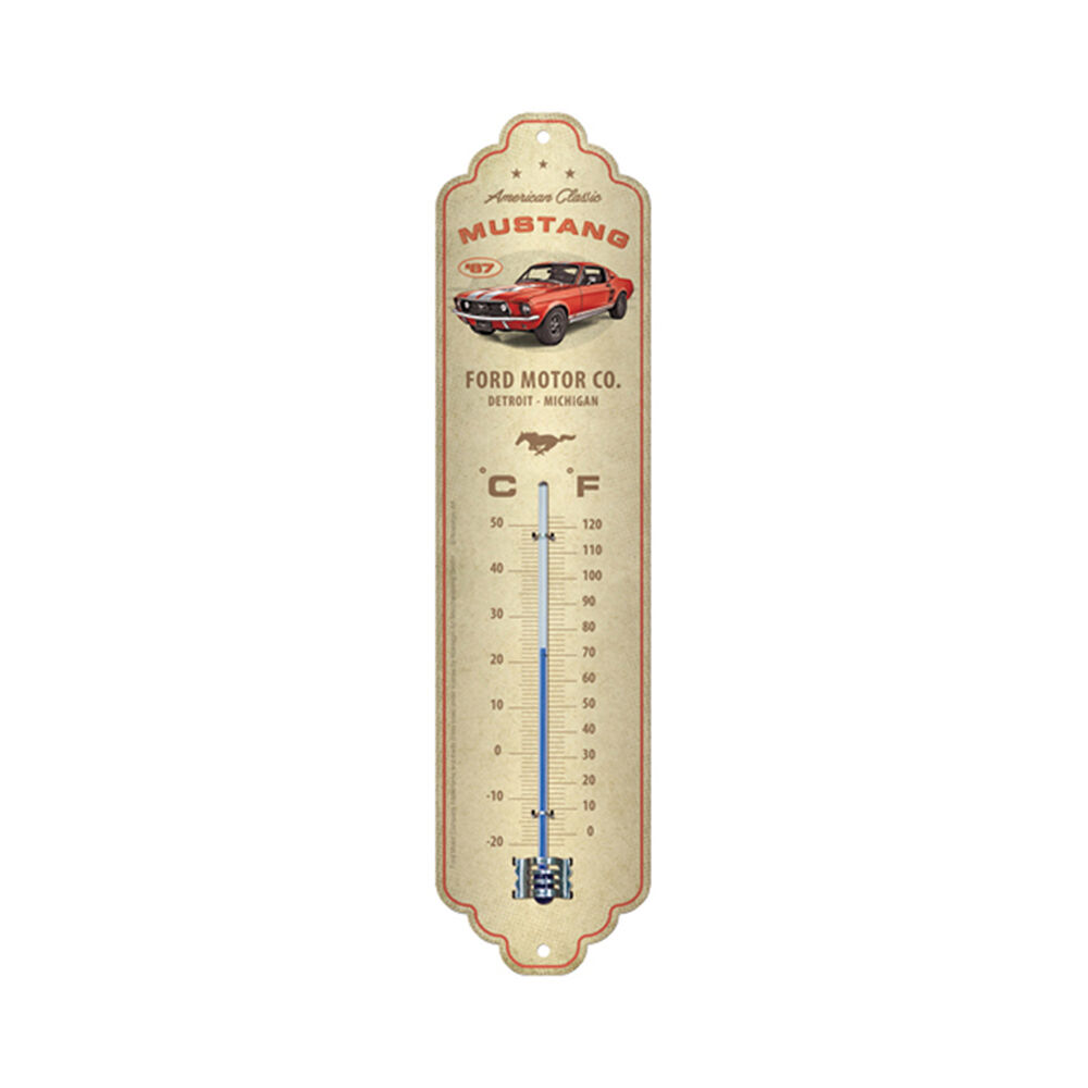 Nostalgic-Art Metal Thermometer Wall Decor Ford Mustang GT 1967 Red 28x6.5cm