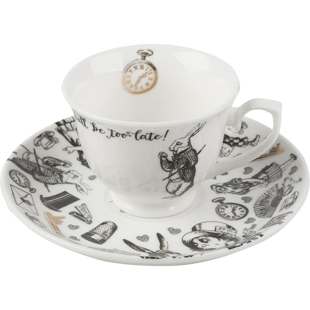 Mikasa x V & a Alice In Wonderland Espresso Cup and Saucer Set White/Black (2 Pack) — image 2