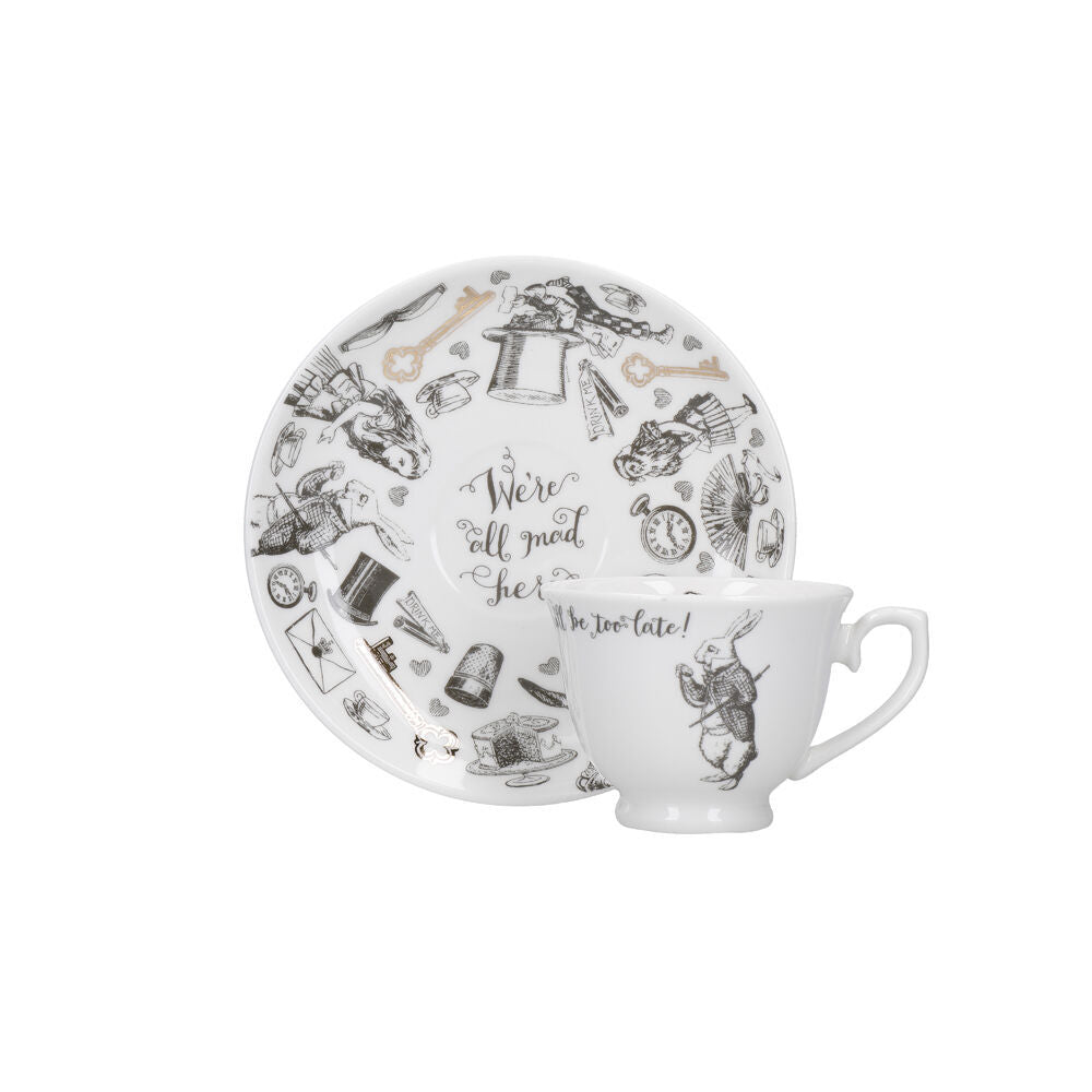 Mikasa x V & a Alice In Wonderland Espresso Cup and Saucer Set White/Black (2 Pack) — image 7