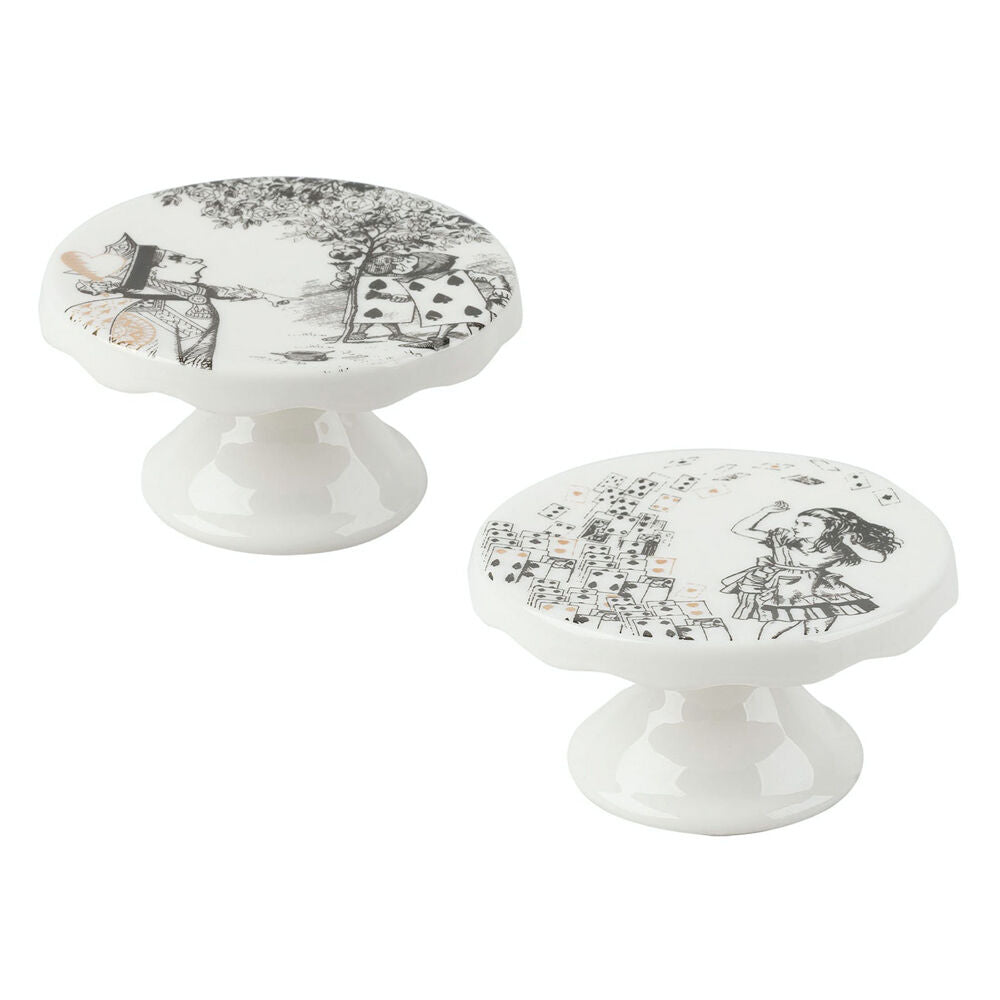 Mikasa x V & a Alice In Wonderland Mini Cake Stand Set White/Black (2 Pieces)
