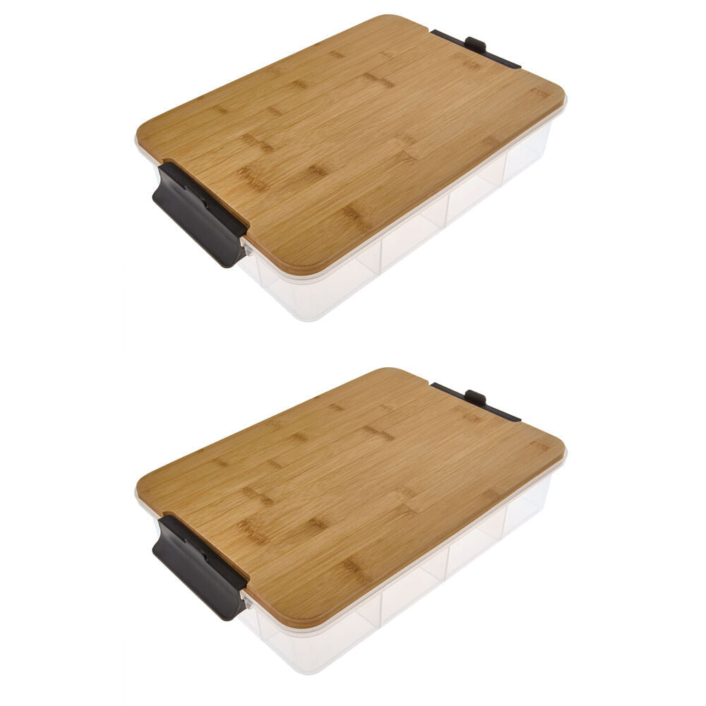 Farberware SnackleBox Bamboo Storage Board and Box, 30x40.5cm Brown/Clear (2 Pack)