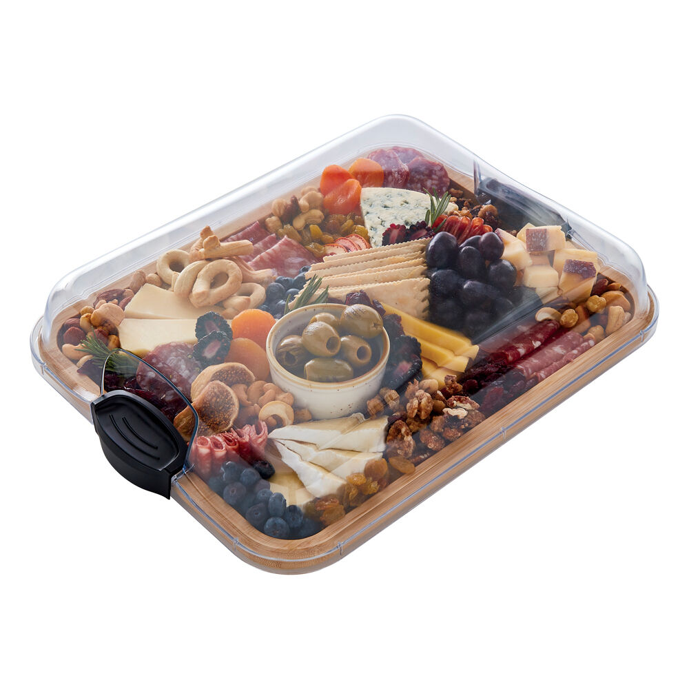 Farberware Build-a-Board Bamboo Rectangular Board, 28x35.5cm Brown/Clear (2 Pack)
