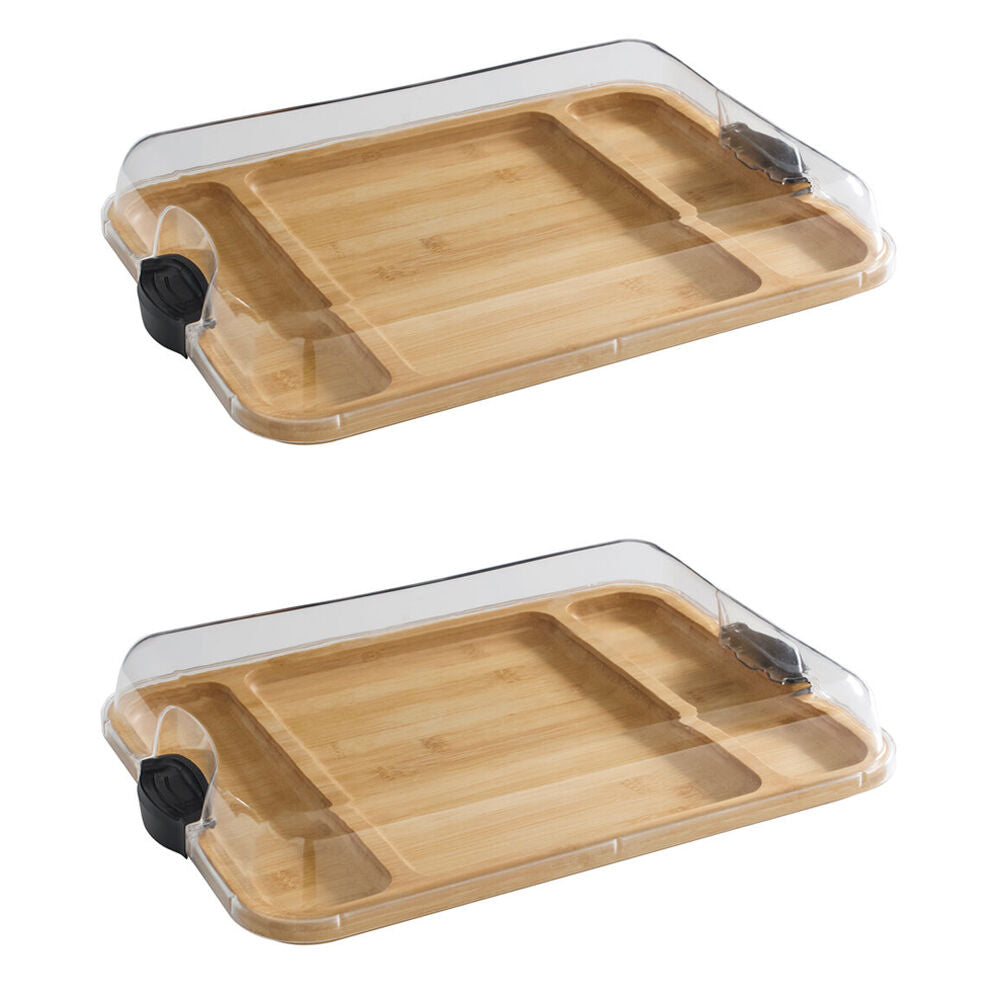 Farberware Build-a-Board Bamboo Rectangular Board, 30.5x40.5cm Brown/Clear (2 Pack)