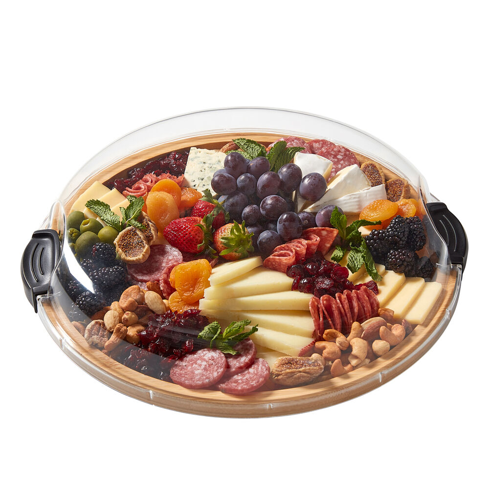 Farberware Brown/Clear Build-a-Board Bamboo Round Snacking Board, 35.5cm