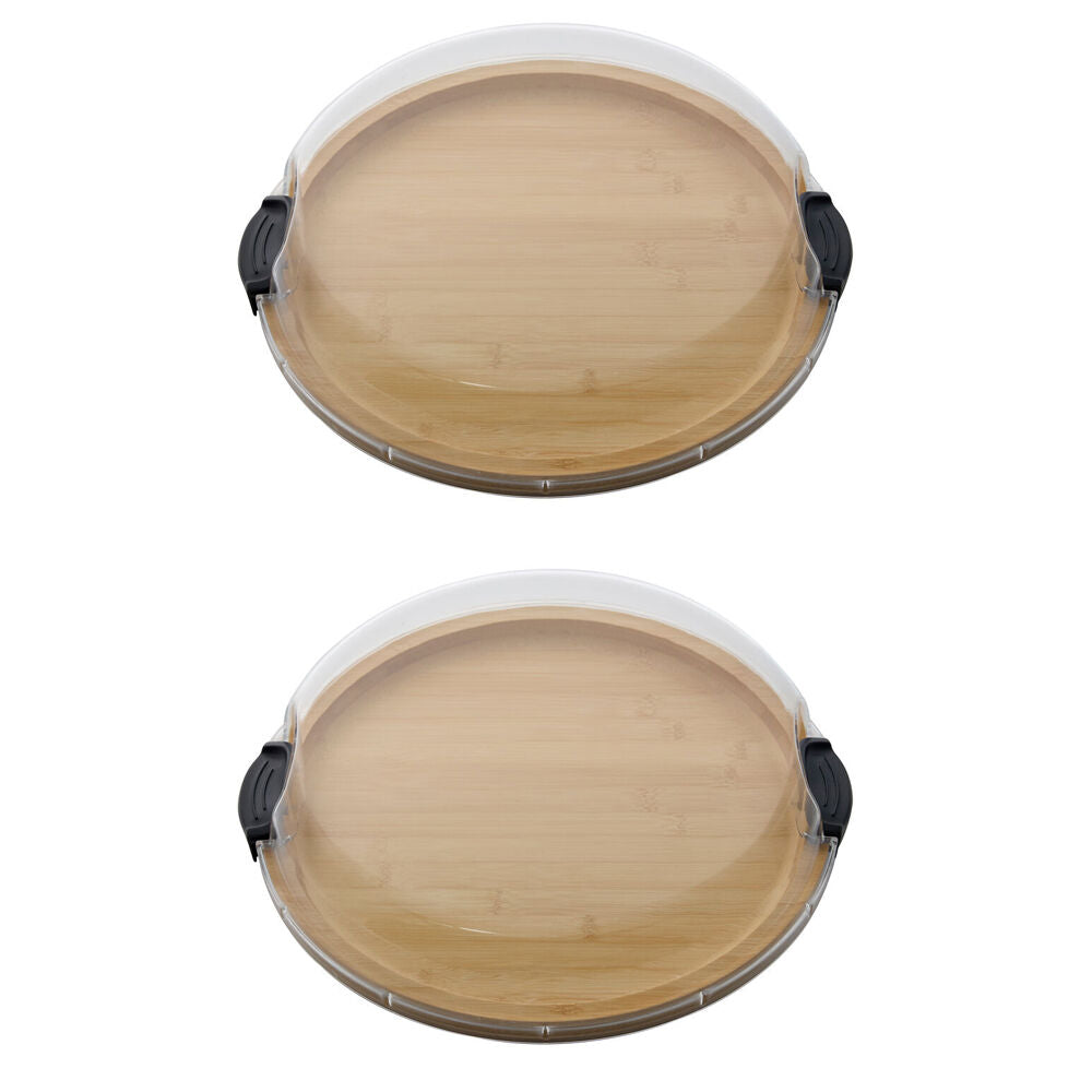 Farberware Build-a-Board Bamboo Round Snacking Board, 35.5cm Brown/Clear (2 Pack)