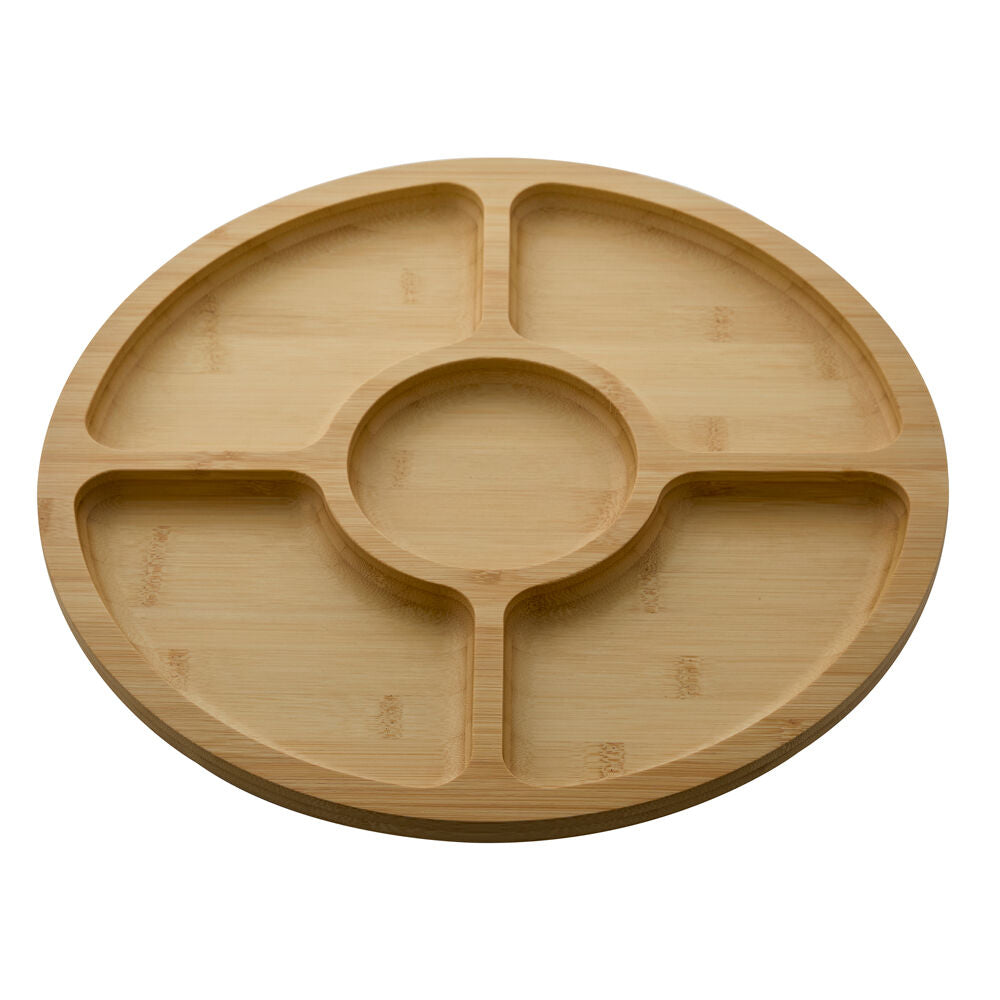 Farberware Build-a-Board Bamboo Round Divided Board, 35.5cm Brown/Clear (2 Pack)