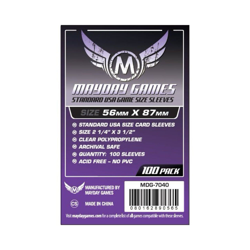 53820-100pc-mayday-56x87mm-standard-usa-game-size-card-sleeves-purple