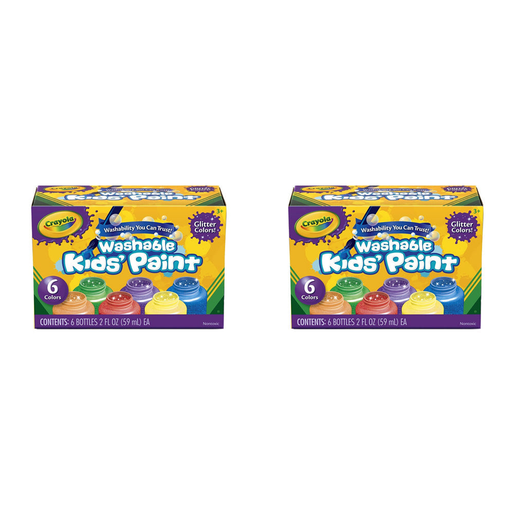 Crayola Kids Crafts/Arts Glitter Colours Washable Non-Toxic Paint 59ml 3+ (12 Pieces)