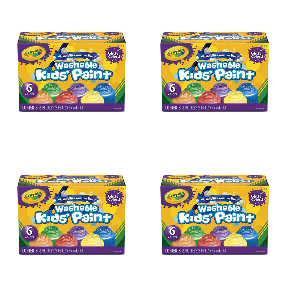 Crayola Non-Toxic 59ml Washable Arts Colours Paint For Kids 3+ Glitter (24 Pieces)