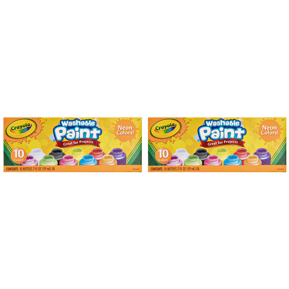 Crayola Washable Neon Paint Set Non-Toxic Water Based Arts Craft Kids 3y+ (20 Pieces)