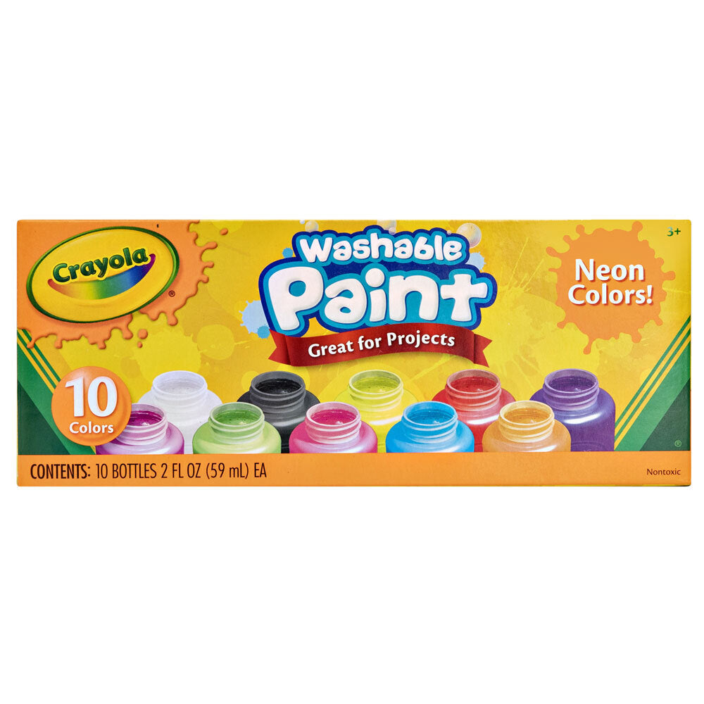 Crayola Washable Neon Paint Set Non-Toxic Water Based Arts Craft Kids 3y+ (20 Pieces) — image 2