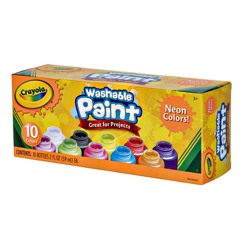 Crayola Washable Neon Paint Set Non-Toxic Water Based Arts Craft Kids 3y+ (20 Pieces) — image 3
