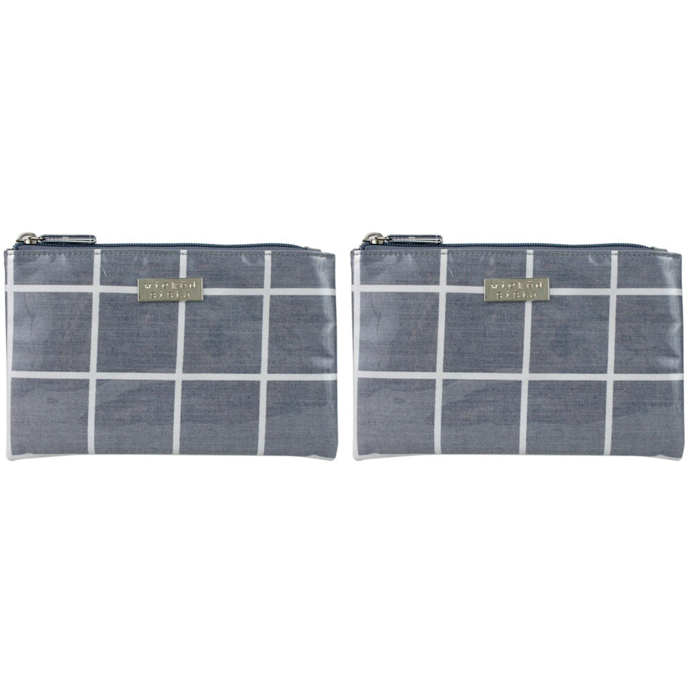 Wicked Sista a Perfect Grid Large Flat Purse Wallet Womens Bag 21x14cm Grey (2 Pack)