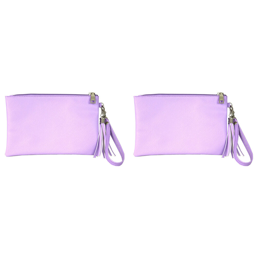 Wicked Sista Premium Violet Large Coin Purse Wallet w/ Tassel 23x15cm Purple (2 Pack)