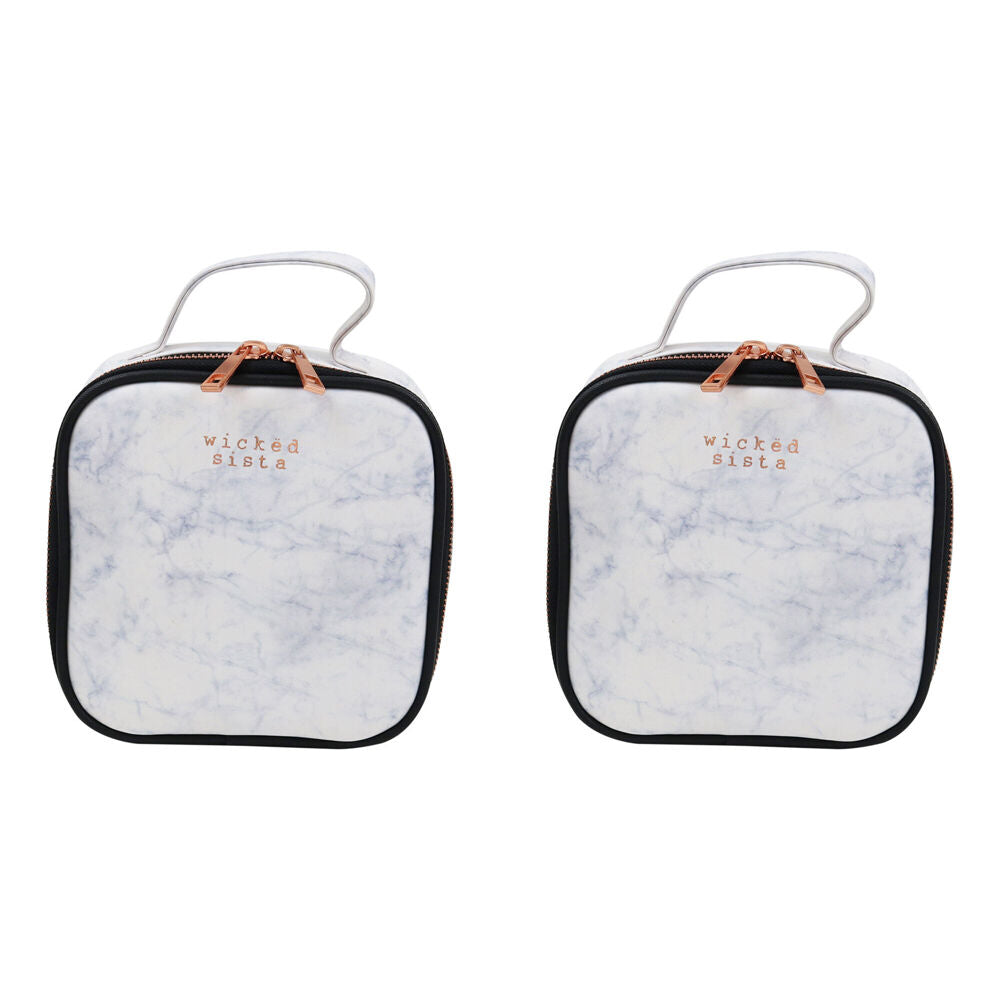 Wicked Sista Moderna Small Square Carry Bag Womens Storage Pouch 16cm Marble (2 Pack)