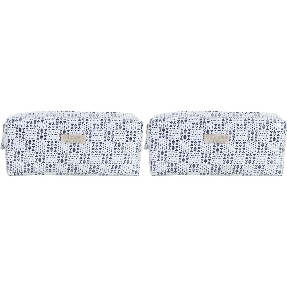 Wicked Sista Geo Rectangular Womens Cosmetic Bag 20x9.5cm Black/White (2 Pack)