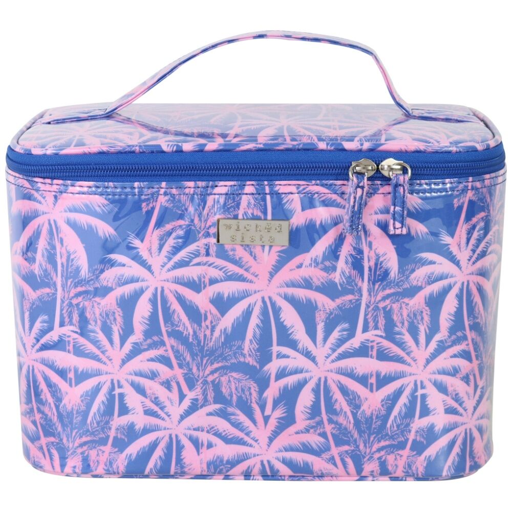 Wicked Sista Bahama Palms Beauty Case Large Cosmetic Bag - Purple