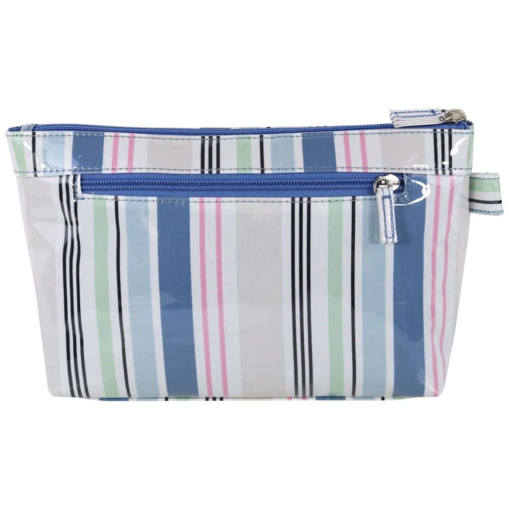 Wicked Sista Anderson Stripe Large Luxe Cosmetic Makeup Bag Waterproof Blue — image 2