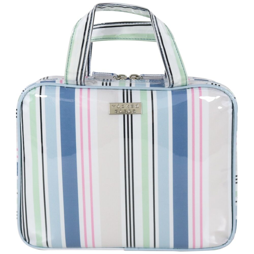 Wicked Sista Anderson Stripe Large Hold All Cos Bag Makeup Waterproof Blue