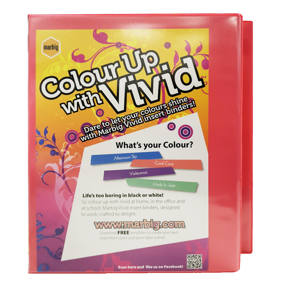 Marbig Colour Up With Vivid A4 Insert Binder w/25mm Ring - Pink (4 Pack) — image 2