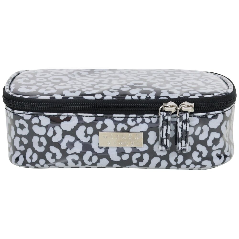 Wicked Sista Watercolour Leopard Brush Bag Rectangle Cosmetic - Black/Grey