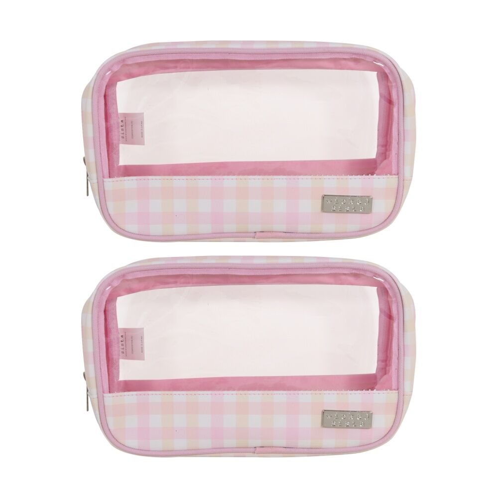 Wicked Sista Clear Cos Bag Cosmetic Makeup Organiser - Pastel Gingham (2 Pack)