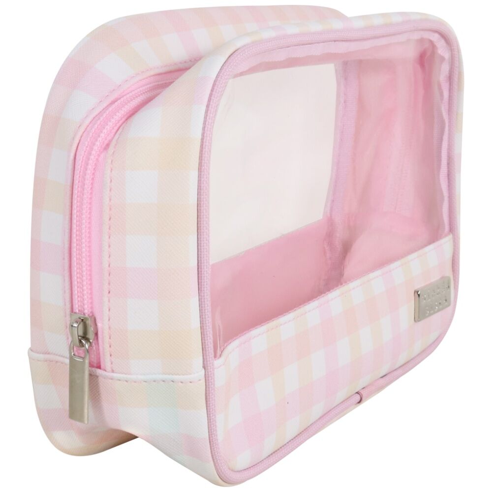 Wicked Sista Clear Cos Bag Cosmetic Makeup Organiser - Pastel Gingham (2 Pack) — image 3