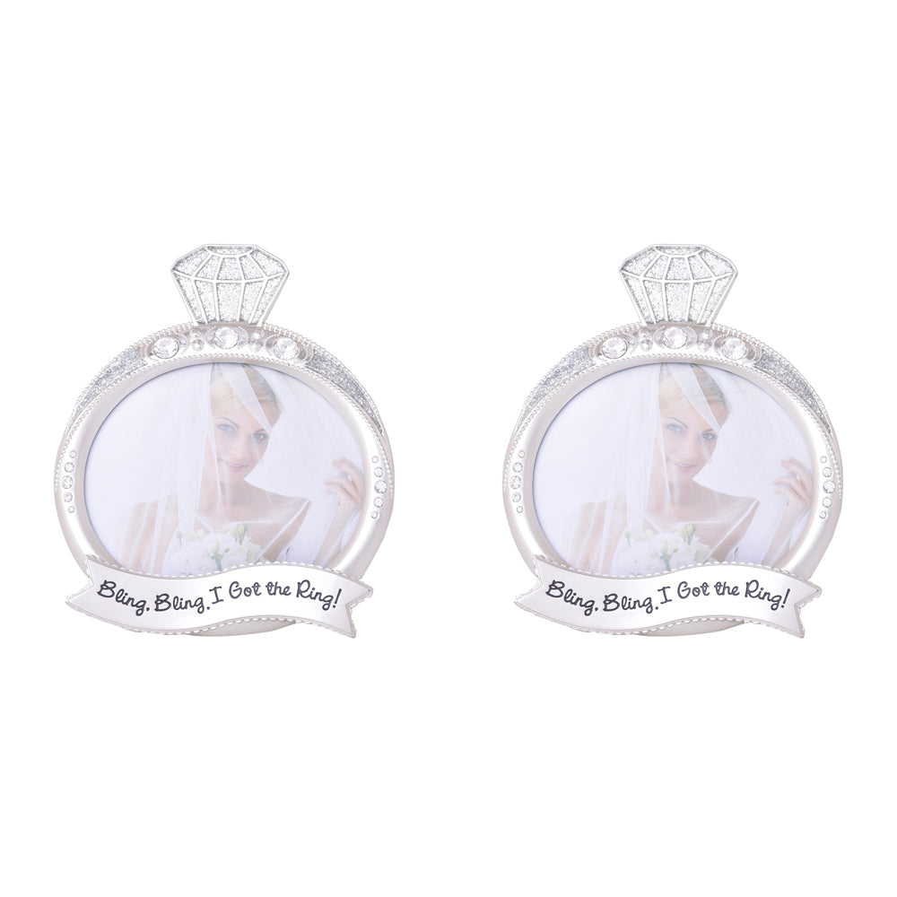 Gibson Gifts Bling Ring Picture Frame Photo Holder Home Display Decor 4x4" (2 Pack)