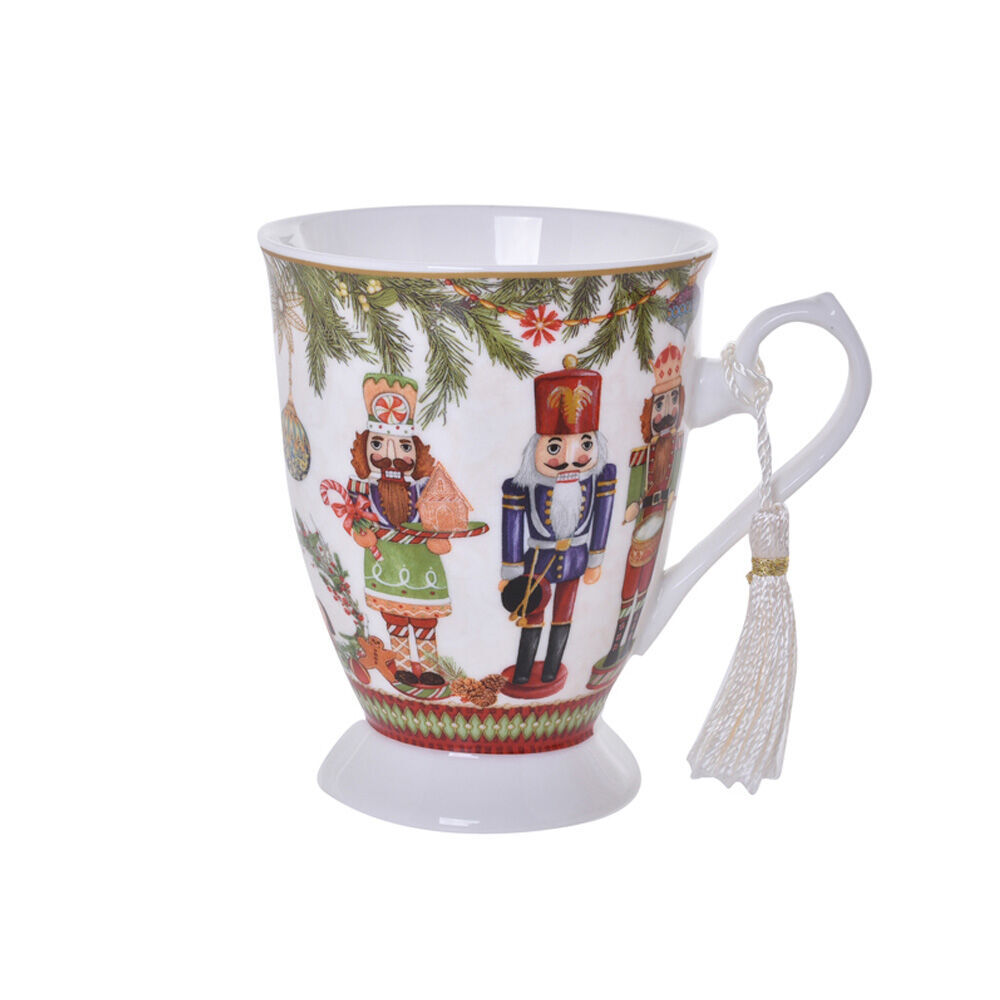 Gibson Gifts Nutcracker Christmas Footed Bone China Drinking Mug 110x125x125 (4 Pack) — image 2