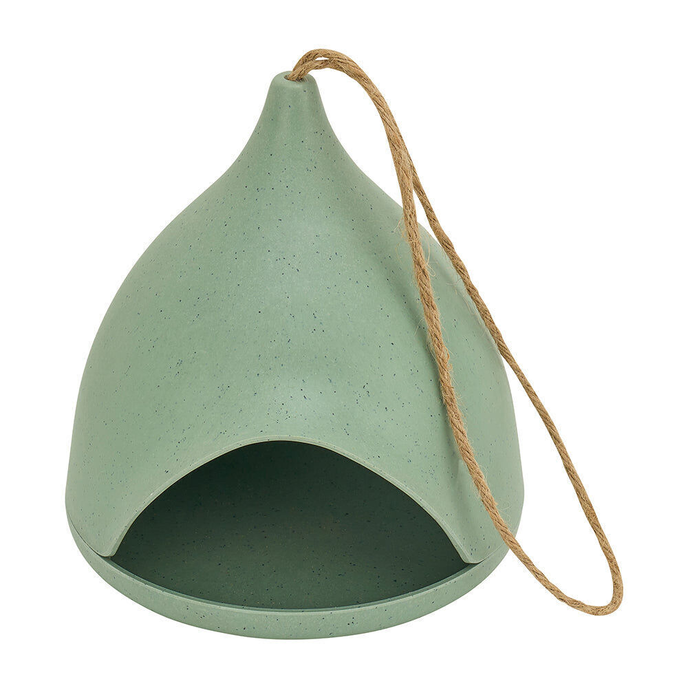 Annabel Trends Bamboo Igloo Bird House Feeder Food Container 21cm Green (2 Pack) — image 2