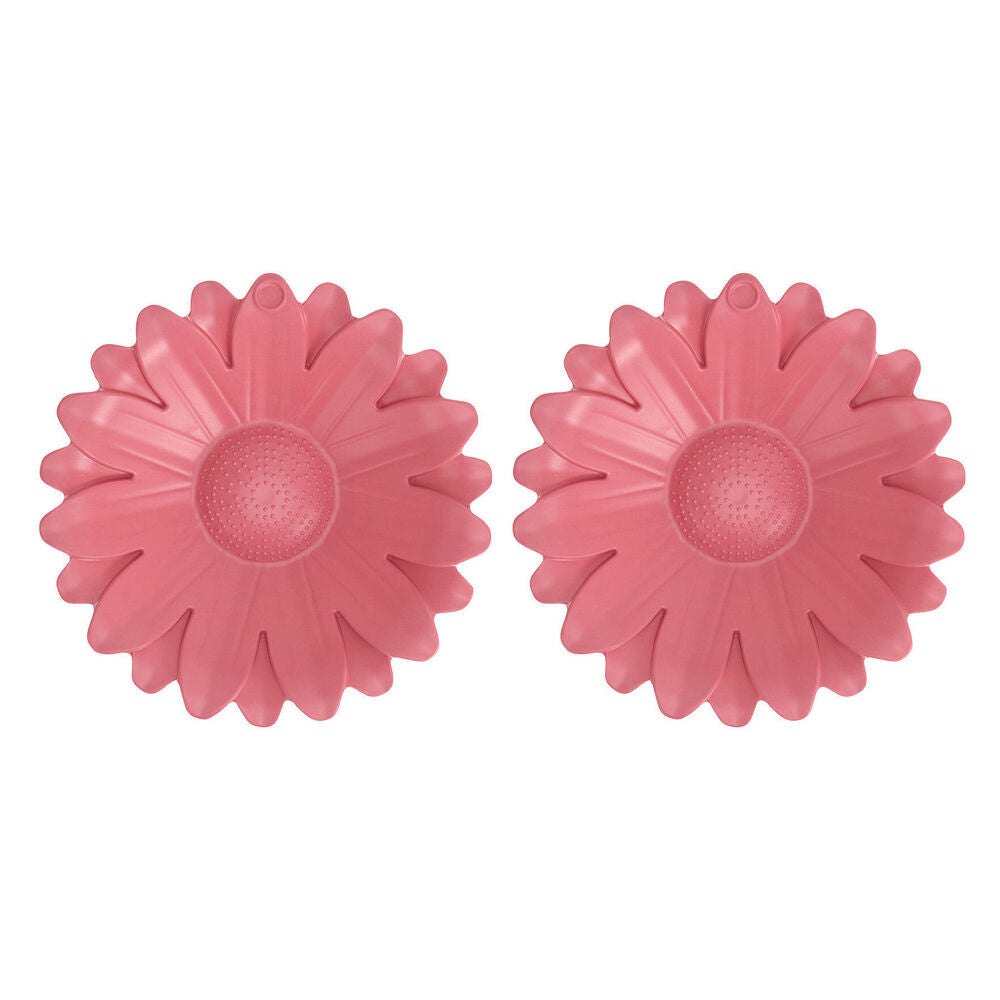 Annabel Trends Bamboo Bird Bath Sunflower w/ Iron Stand 60cm Pink (2 Pack)