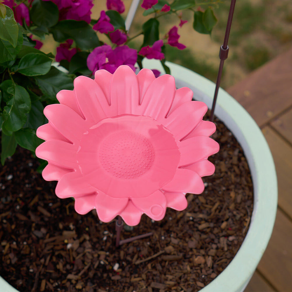 Annabel Trends Bamboo Bird Bath Sunflower w/ Iron Stand 60cm Pink (2 Pack) — image 6