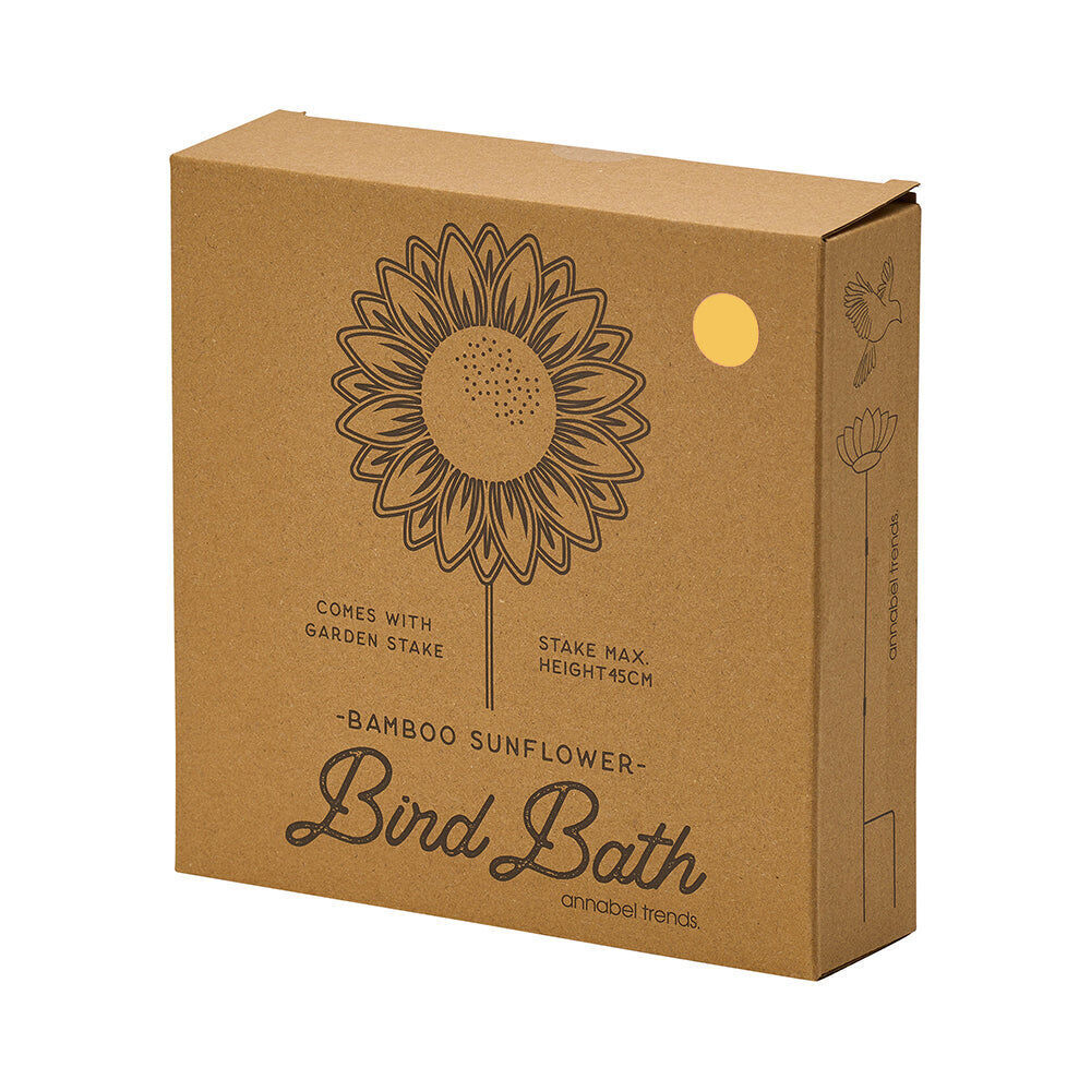 Annabel Trends Bamboo Bird Bath Sunflower w/ Iron Stand 60cm Yellow (2 Pack) — image 5