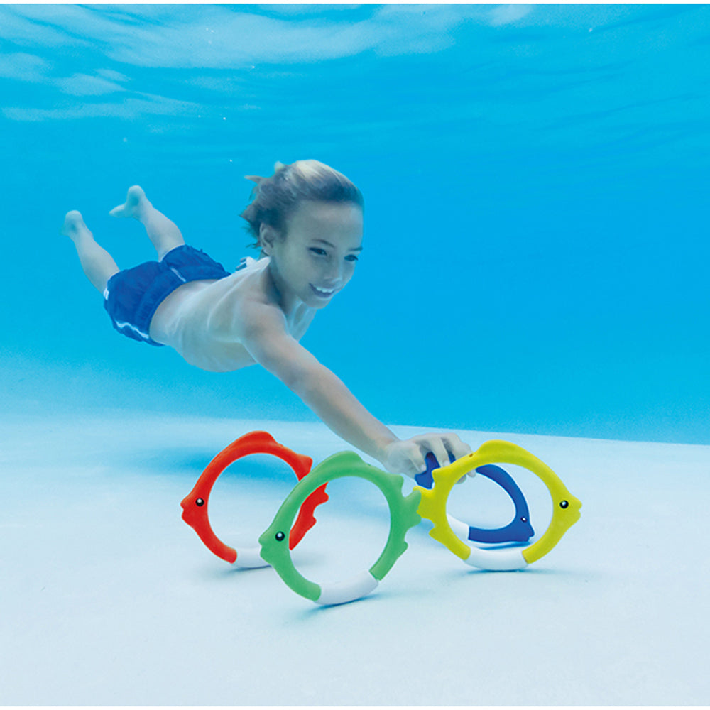 Intex Underwater Sinking Fish Rings 6m+ Kids Swim Pool Diving Toys Water Fun (8 Pieces) — image 2
