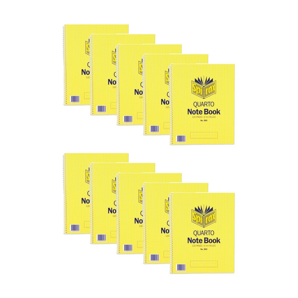 Spirax 593 Quatro Spiral Bound Writing Notebook 120 Pages 252x200mm (10 Pack)