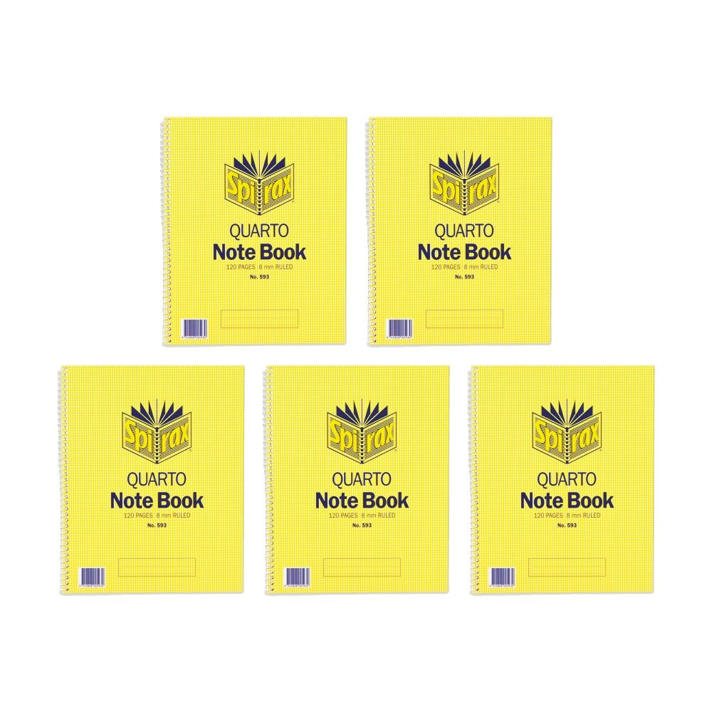 Spirax 593 Quatro Spiral Bound Writing Notebook 120 Pages 252x200mm (5 Pack)